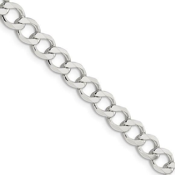 Sterling Silver Hollow Flat Open Curb Chain Necklace, 22 Inch